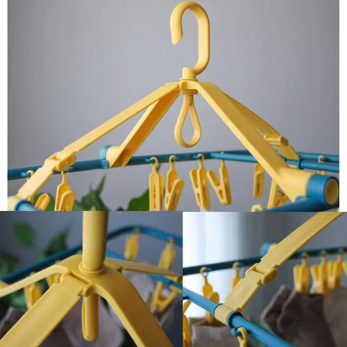 Miniatura 6 de Foshine Percha de goteo plegable de plástico con 32 clips de secado a prueba de viento, gancho para ropa interior, calcetines, brasieres, lencería