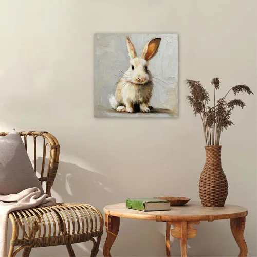 Miniatura 5 de Lienzo enmarcado vintage para pared, diseño de conejo, conejo, póster para decoración del hogar y Pascua, 13.5 x 13.5 pulgadas Granero rústico
