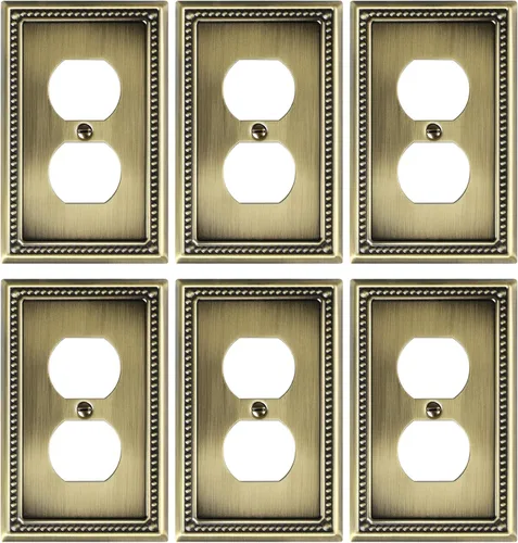 Miniatura 18 de Paquete de 2 placas de triple interruptor de luz de palanca, cubiertas decorativas de perlas, placa de pared de metal de 3 segmentos de latón Latón