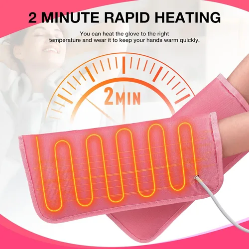 Miniatura 4 de Noverlife Guantes eléctricos con calefacción para tratamiento de cera de manos de parafina, guantes calentadores de manicura para arte de uñas