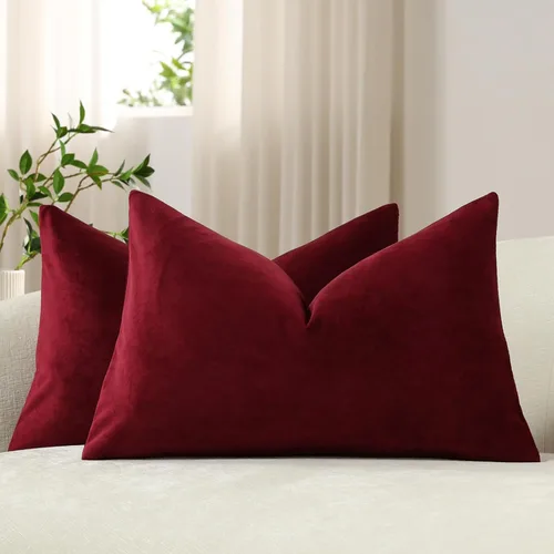 Miniatura 41 de Dezene - 2 fundas decorativas de terciopelo para almohada Hielo de vainilla