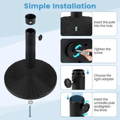 Miniatura 5 de Giantex Soporte de base de sombrilla de patio de 21 libras, soporte resistente para sombrilla para exteriores con base rellena de cemento, se adapta