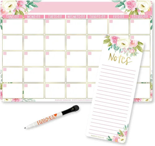 Miniatura 11 de Hadley Designs Calendario magnético grande vintage y pizarra de borrado en seco para refrigerador, calendario magnético de pizarra blanca, imán