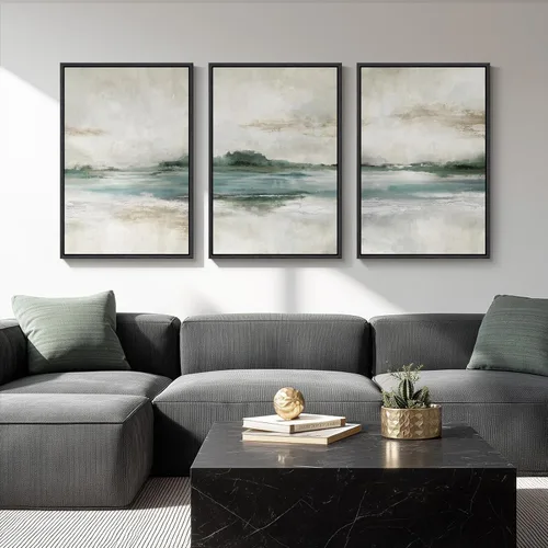 Miniatura 17 de Framed Sage Green Abstract Landscape Wall Art for Bedroom, 3 Piece Modern Canvas Prints Paintings Artwork for Walls, Minimalist Nature Pictures for