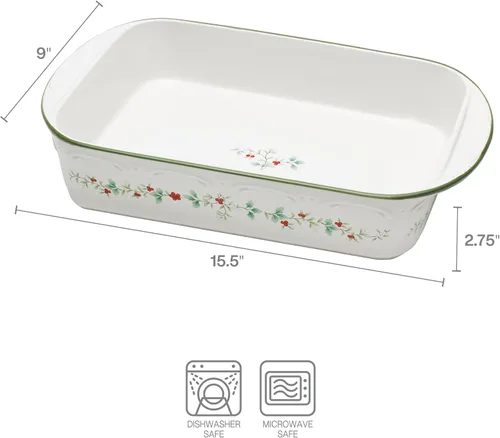 Miniatura 3 de Pfaltzgraff Winterberry Molde Rectangular para Hornear, 13 Pulgadas