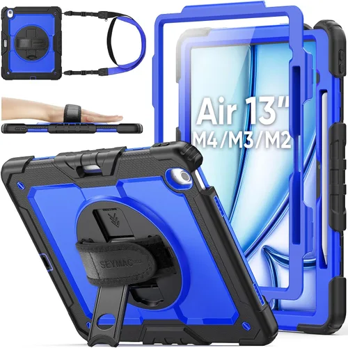 Miniatura 33 de SEYMAC stock Funda protectora para iPad Air de 11 pulgadas M3 2025/M2 2024 (Air 7ª/6ª generación), funda resistente con protector de pantalla