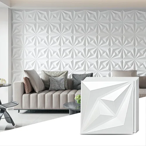 Miniatura 12 de AMZDEPOT Paneles de pared 3D para decoración de pared interior, 3 opciones de diseño, decoración de pared texturizada de PVC para sala de estar