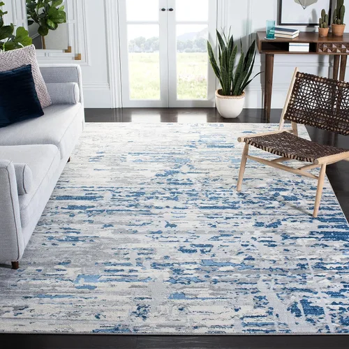 Miniatura 16 de SAFAVIEH Jasper Collection - Alfombra decorativa de 2 x 4 pies, gris y azul, diseño abstracto moderno, no desprende pelusa y de fácil cuidado, ideal