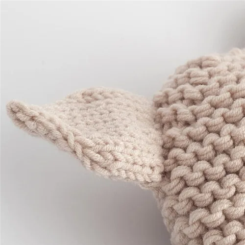 Miniatura 2 de Sombrero de punto para recién nacido, accesorios para fotografía de bebé, accesorios para fotos de cerdo de dibujos animados, color beige