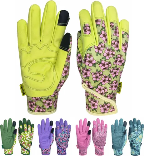Miniatura 22 de Guantes de jardinería a prueba de espinas y resistentes a pinchazos con agarre, guante de jardín para mujer, regalos de cuero para trabajo en el 1