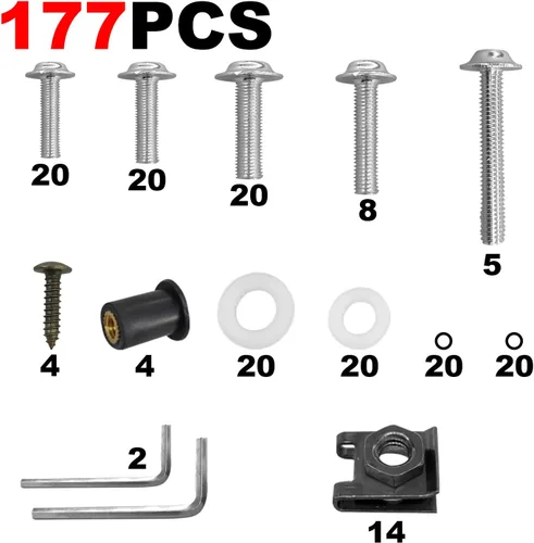Miniatura 4 de Kit de pernos de carenado plateado M5 M6 para parabrisas de motocicleta, tornillos de aluminio compatibles para tornillos de carenado