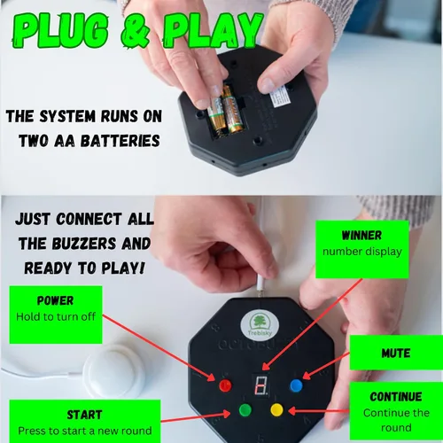 Miniatura 3 de Trebisky - Zumbador para programa de juegos, Cuestionario educativo y en el aula, Noche de juegos familiares, Trivia deJeopardy, Juego de 8