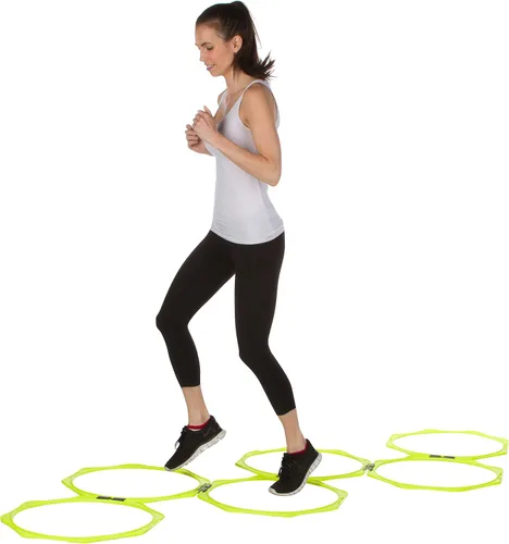 Miniatura 4 de Trademark Innovations - Juego de 6 anillos hexagonales de entrenamiento de velocidad y agilidad