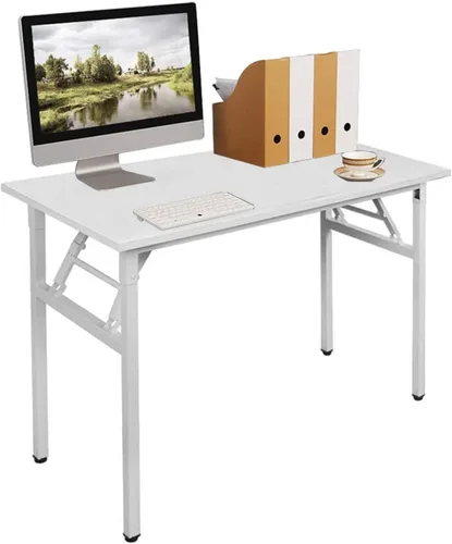 Miniatura 11 de Escritorio pequeño de 31.5 pulgadas para computadora de escritorio pequeño para espacio pequeño, mesa plegable pequeña, escritorio compacto