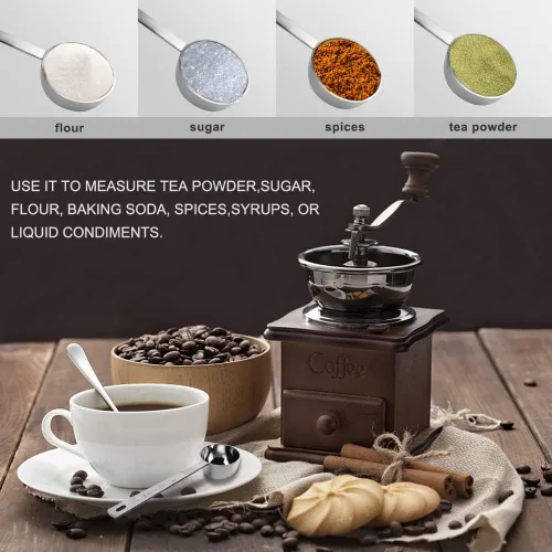 Miniatura 4 de Cuchara de café, juego de cucharas de café de acero inoxidable, 1 cucharada (15ml) y 1 cucharadas (30ml), cuchara medidora, cuchara medidora