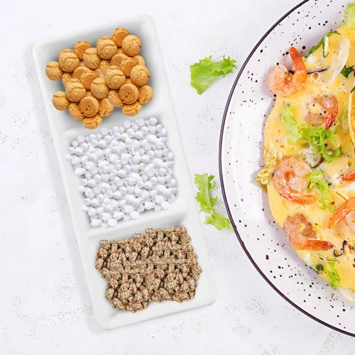 Miniatura 6 de DOITOOL 2 platos de cerámica para servir, 3 compartimentos, bandejas para servir aperitivos, platos de salsa divididos rectangulares blancos