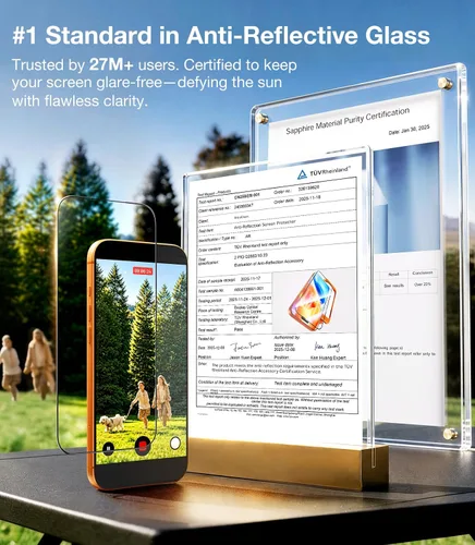 Miniatura 2 de UltraGlass TOP 9H+ OptiArmor Protector de pantalla para iPhone 17 Pro Max [NO.1 antirreflectante y grado militar inastillable] Protector de pantalla