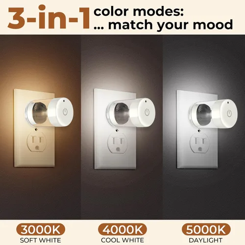 Miniatura 2 de TSEXES Paquete de 2 luces LED nocturnas enchufables a la pared, temperatura de color ajustable de 3000 K/4000 K/5000 K, control táctil, luz nocturna