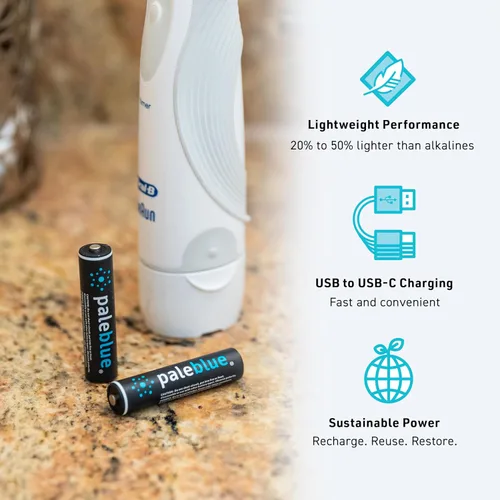 Miniatura 3 de paleblue USB Rechargeable AAA Lithium Batteries, 1 Hour Charge Time, Recharge Over 1000 Times, 600 mAh, 4-in-1 USB-A to USB-C Charging Cable, 4 Pack