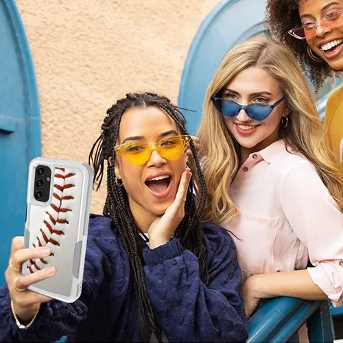 Miniatura 6 de Funda para Samsung Galaxy A14 5G, deportes de béisbol patrón blanco absorción de golpes PC duro e interior de silicona híbrida doble capa Armor