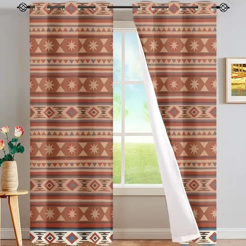 Miniatura 67 de Dreaweet African Tribal Blackout Curtains 63 Inch Long 2 Panels Set Bohemian Ethnic Geometric Grommet Top Thermal Insulated Curtains for Living Room