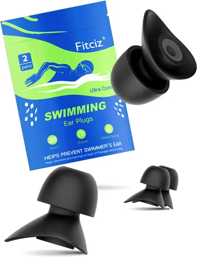 Tapones para los oídos de natación para adultos, 2 pares de tapones impermeables para los oídos para nadadores, hombres, mujeres, lavables, para
