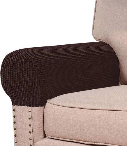 Miniatura 19 de Turquoize Fundas elásticas para reposabrazos para sillas y sofás, fundas para reposabrazos de sofá de elastano y jacquard, protector de muebles