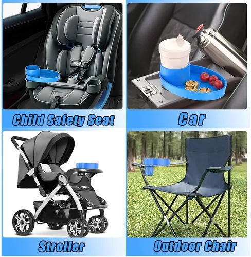 Miniatura 8 de Bandeja de asiento de automóvil – para portavasos de 2.5 a 2.8 pulgadas, expande fácilmente la bandeja para aperitivos en taza de 360° y bandeja