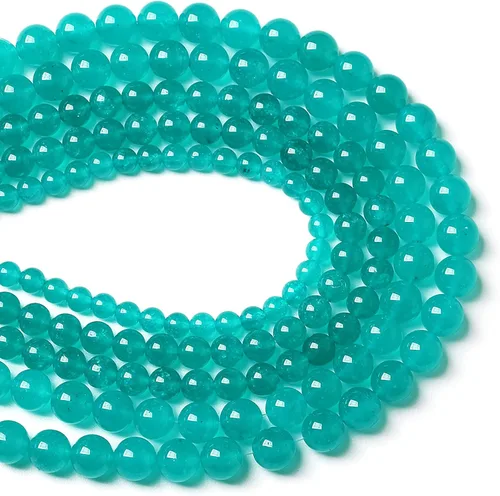 Miniatura 3 de 46 piezas de cuentas de piedra natural de 8 mm de amatista azul, cuentas sueltas redondas de jade para hacer joyería, pulseras, collares, 38 cm Jade