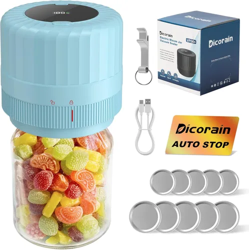 Miniatura 9 de Sellador al aspiradora eléctrico para tarros de albañil, Kit automático de sellado al vacío para tarros de albañil de boca ancha y regular, VP06+