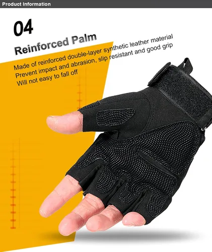 Miniatura 6 de SUJAYU Guantes de entrenamiento sin dedos para hombres con protección de nudillos para deportes al aire libre