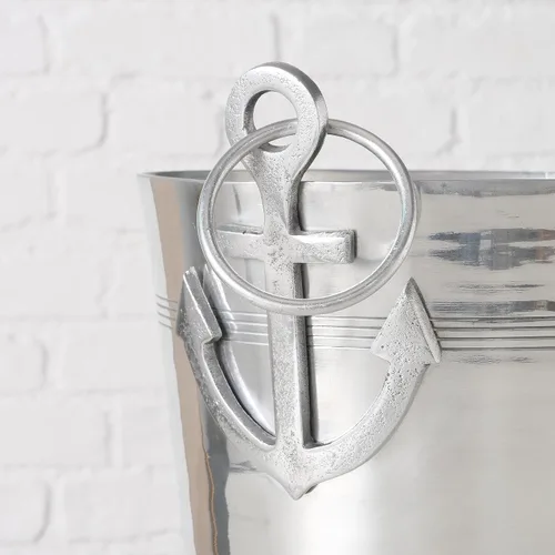 Miniatura 7 de WHW Whole House Worlds Anchors Cubo de hielo, enfriador de vino de lujo con asas y lazos, aluminio, 12.25 pulgadas