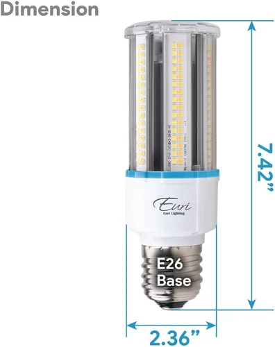 Miniatura 3 de Euri Lighting ECB27W-303sw, Bombilla LED de maíz, CCT (3K, 4K, 5K) y potencia sintonizable (27W, 18W, 12W), 135-150LM/W, 100~277VAC, atenuación