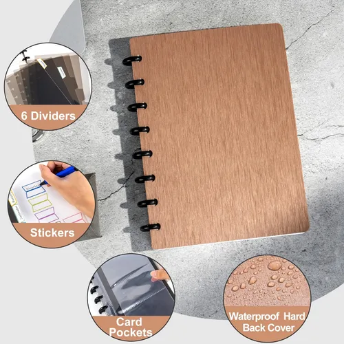 Miniatura 3 de Yoment Cuaderno de disco encuadernado Personalizable Diario en espiral recargable Cuaderno de 5 materias con páginas removibles 120 con rayas anchas