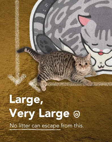 Miniatura 3 de Lukamoo® Bonita alfombra de arena para gatos (30 x 20 pulgadas), grande/L, para arena de gatitos y bonita caja de arena para gatos, alfombrilla