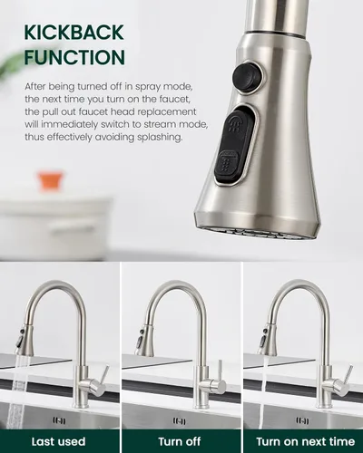 Miniatura 4 de Cabezal rociador desplegable para grifo de cocina, repuesto de cabezal de grifo de cocina con 15 adaptadores, boquilla rociadora de grifo de Níquel