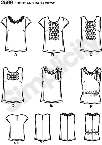 Miniatura 2 de Simplicity Patrón de costura 2599 Misses Tops, D5 (4-6-8-10-12)