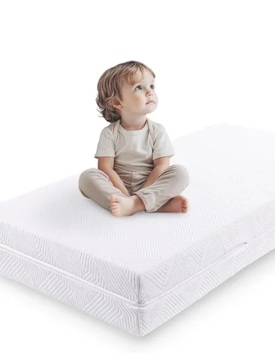 Miniatura 9 de Babelio Colchón para cuna, colchón para cama infantil, colchón de espuma viscoelástica, doble cara con funda Tencel y forro impermeable