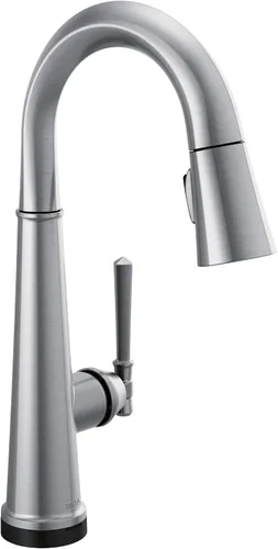 Miniatura 18 de Delta Faucet Emmeline - Grifo de barra negro mate con rociador extraíble, grifo de fregadero de barra negra de un solo agujero, grifos de barra