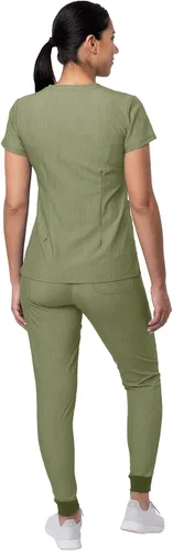 Miniatura 2 de Adar Pro - Conjunto de ropa quirúrgica que facilita el movimiento para mujer, blusa quirúrgica con cuello en V en corazón y pantalón quirúrgico