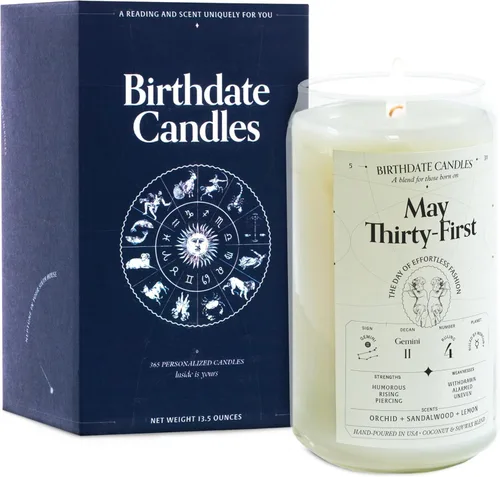Miniatura 145 de Velas con fecha de nacimiento, 28 de octubre, velas perfumadas del zodiaco de Escorpio, regalo de cumpleaños, aroma a bergamota, canela y caoba