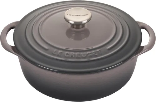Miniatura 8 de Le Creuset Horno holandés redondo poco profundo de hierro fundido, 2.75 cuartos de galón, Blanco