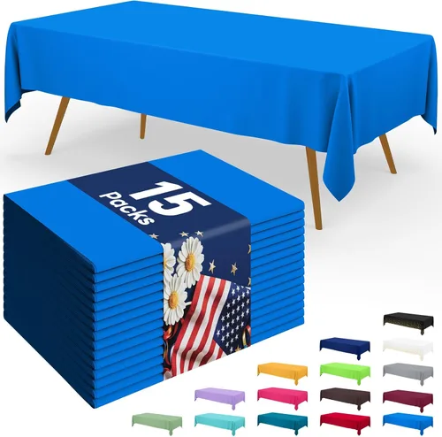 Miniatura 42 de Smiry - Juego de 6 manteles desechables, 54 x 78 pulgadas, manteles impermeables rectangulares para fiestas, cubierta de mesa de plástico