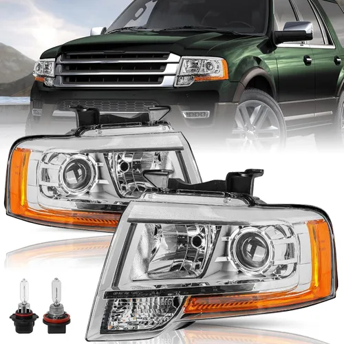 Miniatura 26 de TUSDAR Conjunto de faros delanteros con bombillas para Ford Expedition 15, 16, 17, lado izquierdo del conductor, repuesto de faros delanteros
