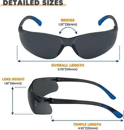 Miniatura 7 de Gafas de Seguridad Tintadas 24 Unidades, Gafas de Sol de Seguridad a Granel con Protección UV ANSI Z87.1, Gafas Protectoras Resistentes a Rayones e