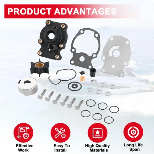 Miniatura 5 de Kit de reparación de bomba de agua 393630 con carcasa de repuesto para Johnson Evinrude OMC (1980-UP) 20 25 30 35HP Piezas de motor fueraborda