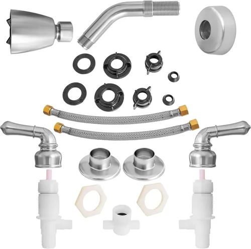 Miniatura 2 de Pacific Bay Kit de molduras – Grifo de ducha y cabezal de ducha con kit de moldura de brazo – Construcción de plástico ABS de alta calidad