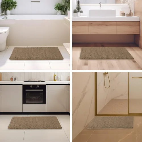 Miniatura 497 de Alfombra de baño pequeña de 12 x 18 pulgadas, lavable y absorbente, antideslizante, alfombra de baño de felpilla gruesa y suave para baño, ducha