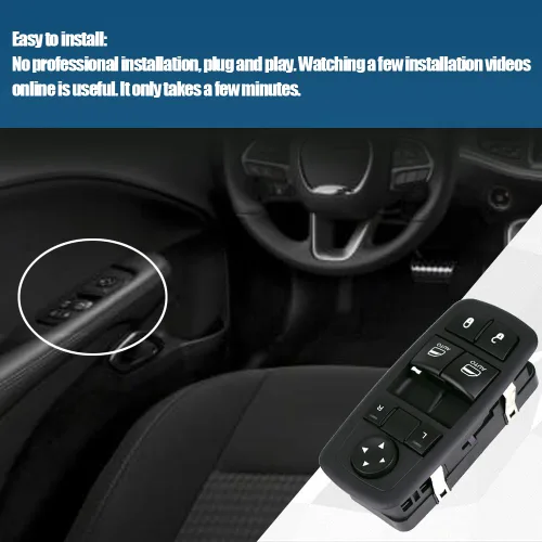 Miniatura 4 de CULMKARI Interruptor maestro de elevalunas eléctrico delantero izquierdo del lado del conductor para Dodge Challenger 2015-2022, actuador de botón