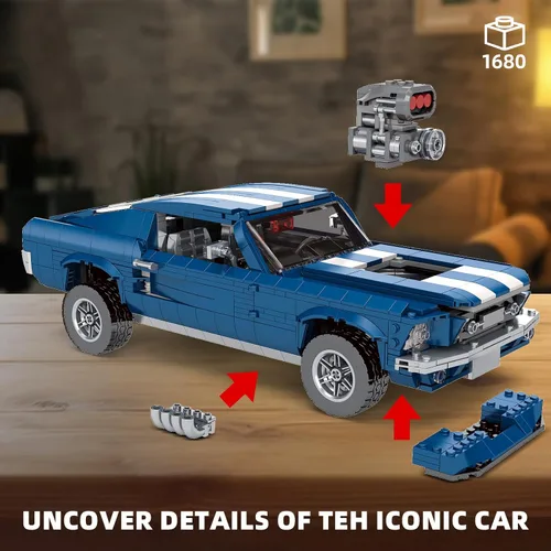 Miniatura 4 de Creater Expert GT 1976 - Juguetes de bloques de construcción, compatibles con Lego Car para adultos, modelo avanzado de coche de coleccionista
